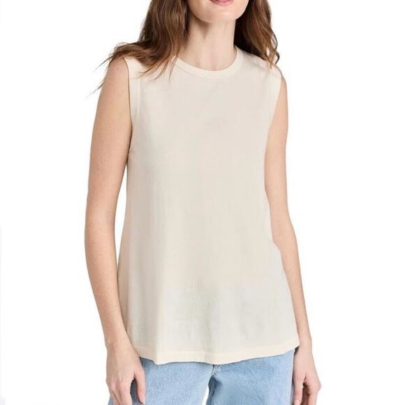 The Great. 100% Cotton Cream Sleeveless Crew Neck Tank Top NWT Size 1/Small - Picture 8 of 8